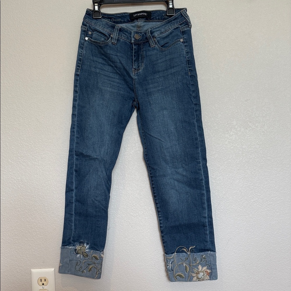 Liverpool Women's Denim with Floral Embroidery